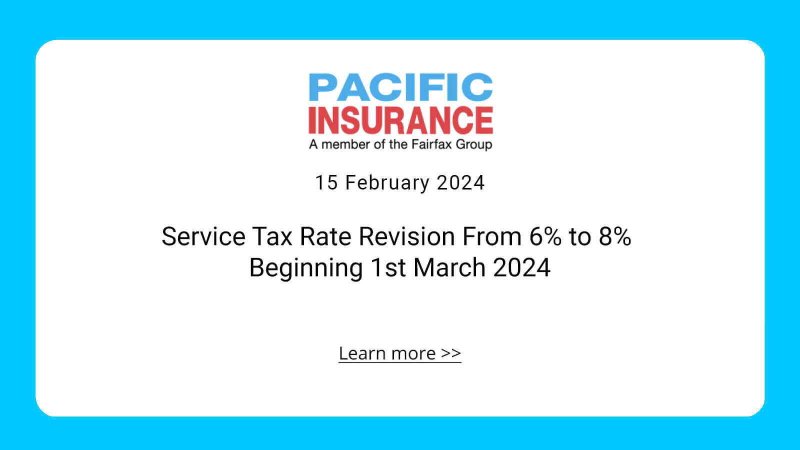 Service Tax Rate Revision From 6% to 8% Beginning 1st March 2024